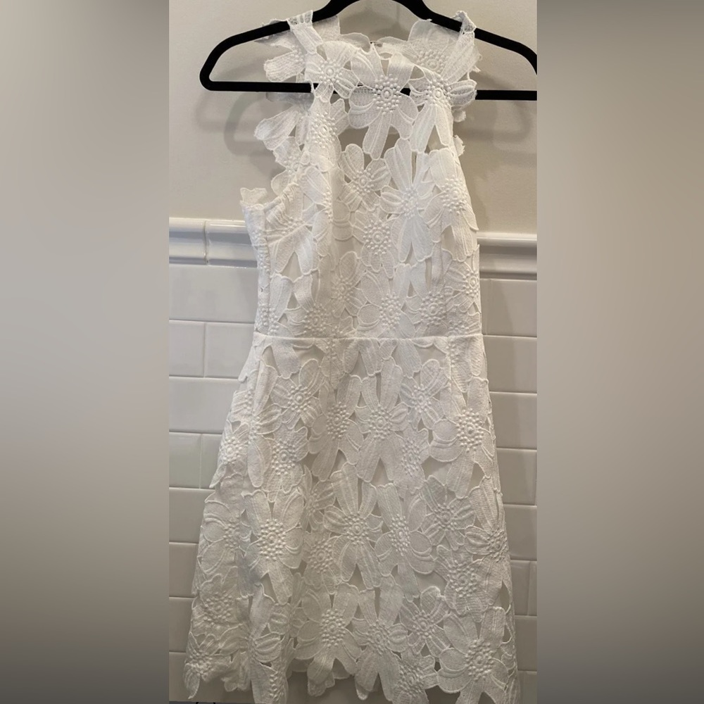 Free people floral white lace mini dress